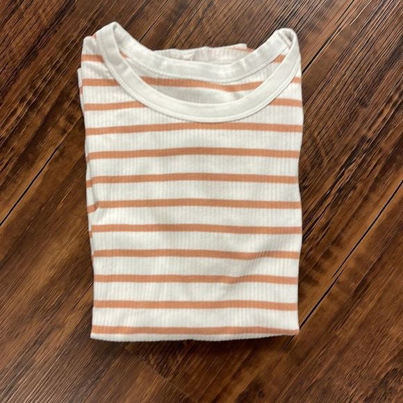 A New Day striped ribbed knit top, cream with tan stripes, large - Picture 6 of 7